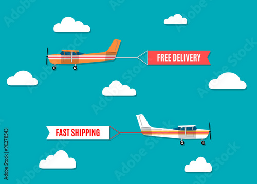 flying advertising banners pulled by light plane