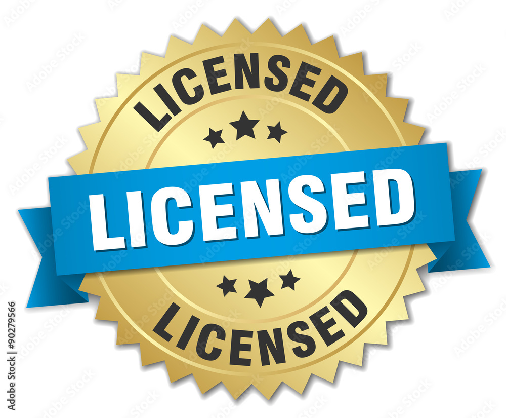 licensed 3d gold badge with blue ribbon licensed 3d gold badge with blue ribbon