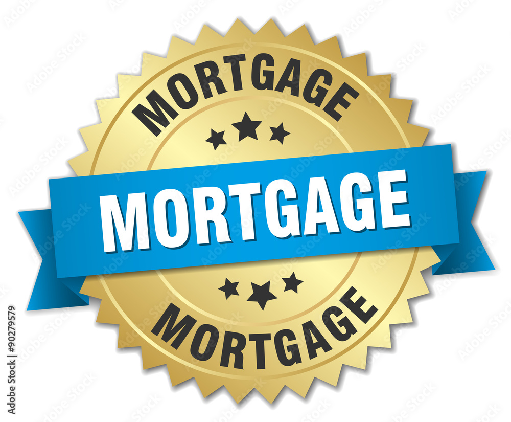 mortgage 3d gold badge with blue ribbon mortgage 3d gold badge with blue ribbon