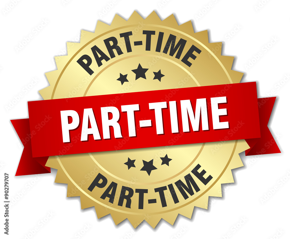 part-time 3d gold badge with red ribbon part-time 3d gold badge with red ribbon