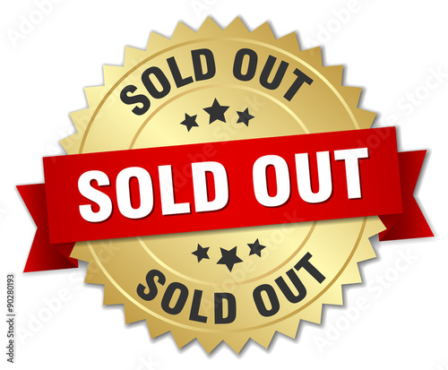 sold out 3d gold badge with red ribbon