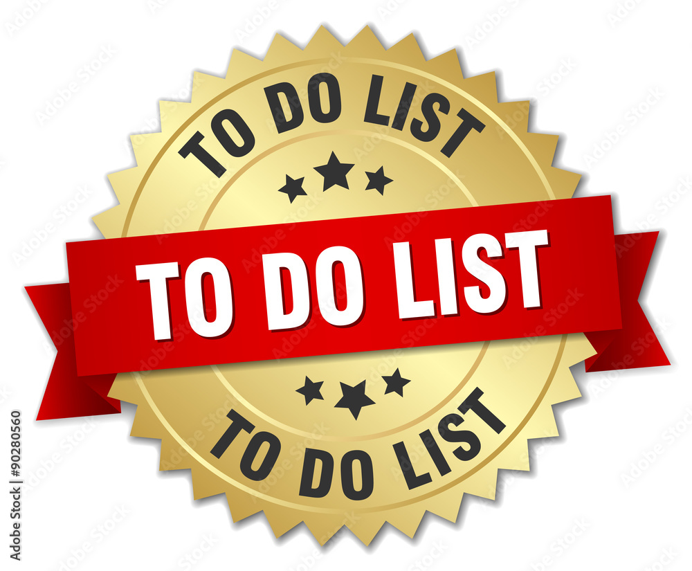 to do list 3d gold badge with red ribbon to do list 3d gold badge with red ribbon