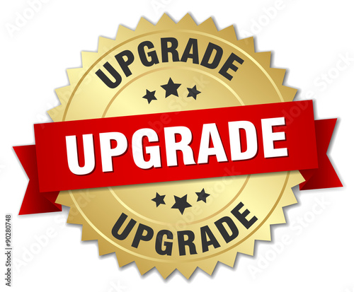 upgrade 3d gold badge with red ribbon