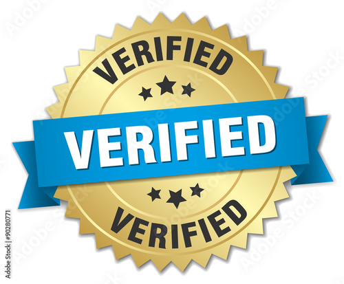 verified 3d gold badge with blue ribbon