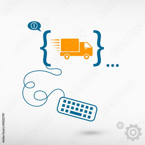 Fast delivery service icon and flat design elements