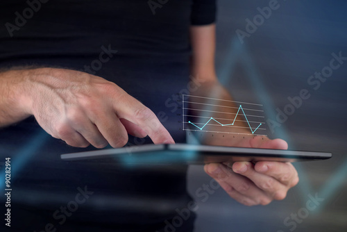 Tapety artystyczne Business chart on digital tablet computer