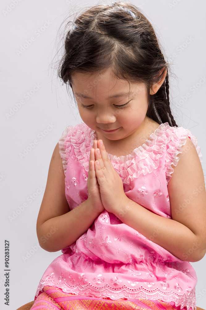Thai Kid Greeting Sawasdee Background / Thai Kid Greeting Sawasdee / Thai Kid Greeting Sawasdee on Isolated White Background Thai Kid Greeting Sawasdee Background / Thai Kid Greeting Sawasdee / Thai Kid Greeting Sawasdee on Isolated White Background