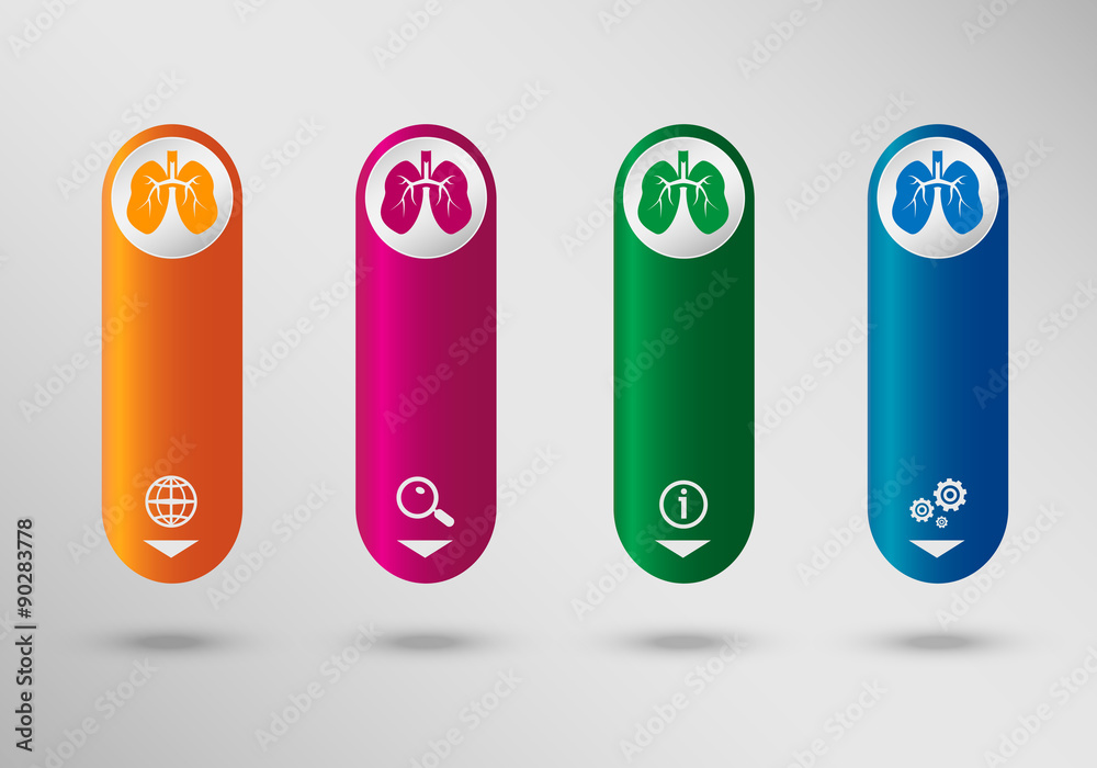 Lung icon on vertical infographic design template, can be used f Lung icon on vertical infographic design template, can be used f