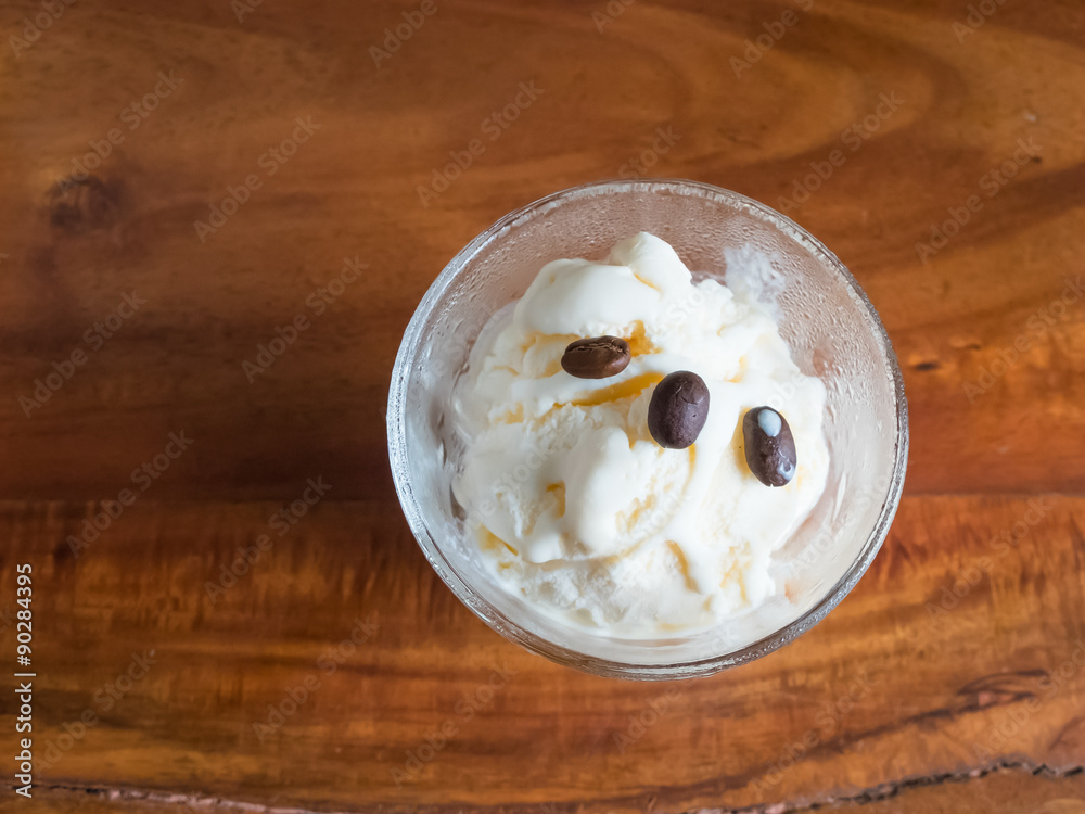 affogato ice cream with espresso on wood table affogato ice cream with espresso on wood table