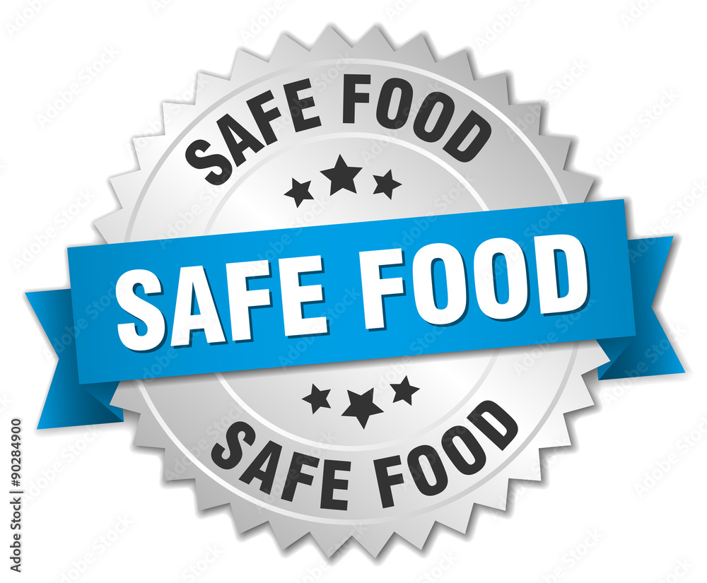 safe food 3d silver badge with blue ribbon safe food 3d silver badge with blue ribbon