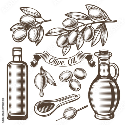 Vintage olive oil  set. 