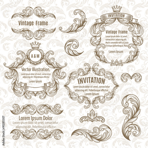 set  frame and vintage design elements