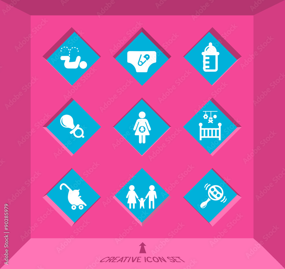 Abstract creative concept vector set of family icons for web and Abstract creative concept vector set of family icons for web and
