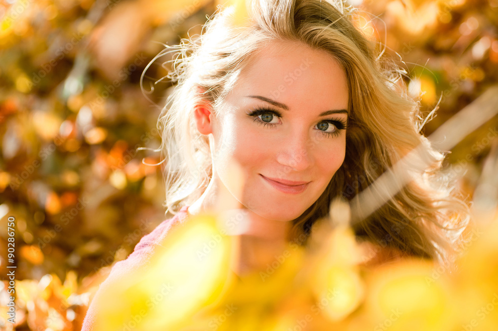 young blond girl in autumn color young blond girl in autumn color