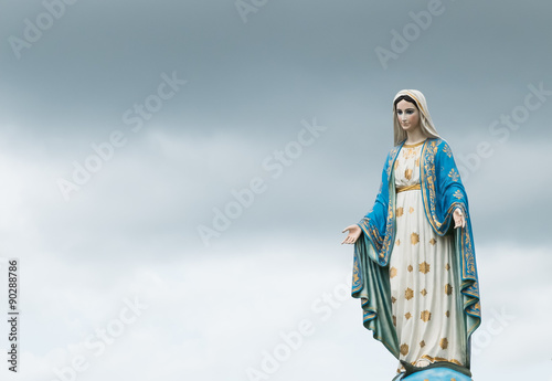 Chanthaburi, Thailand blessed virgin mary against stromy sky most beautiful in Thailand photo