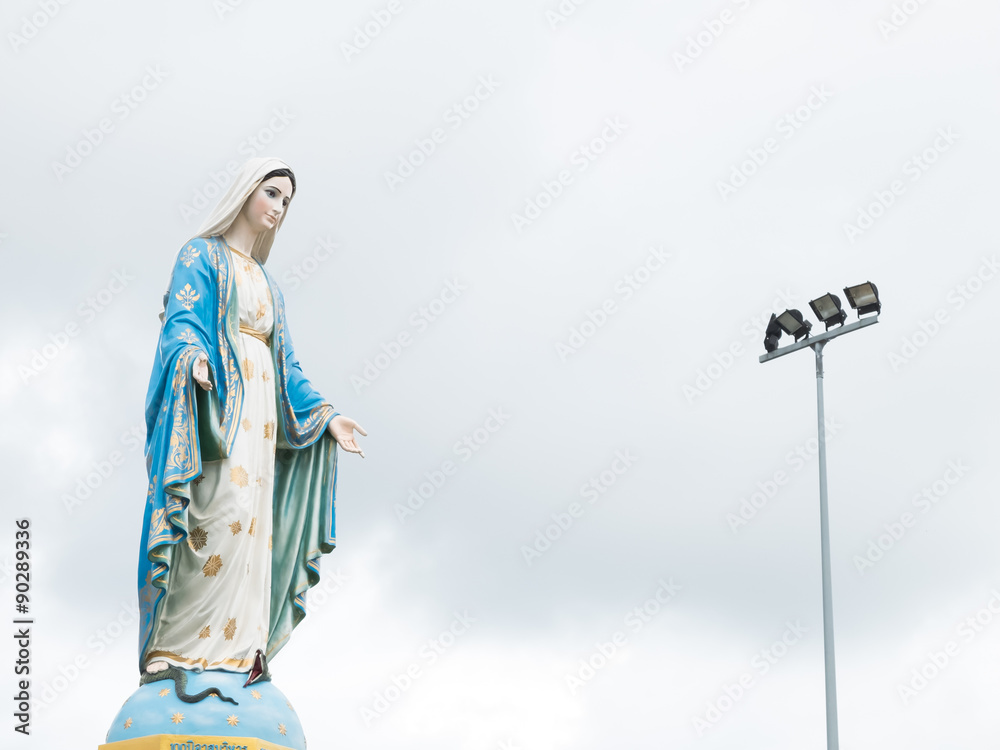 Chanthaburi, Thailand blessed virgin mary isolated most beautiful in Thailand with light stand