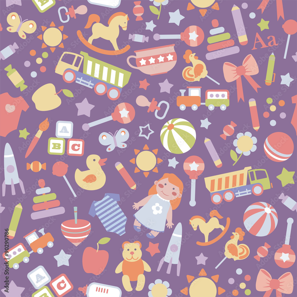 seamless pattern with baby icons