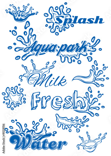 set vector template with elements of the water for milk, juice, pure water