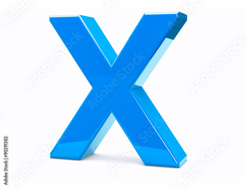 3D X Isolated Letter Render. Metal Type Character.