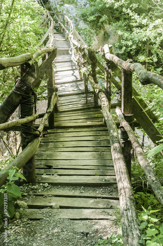 Rustic wooden bridge