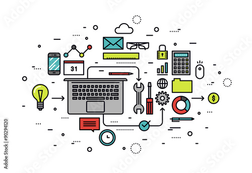 Startup workshop line style illustration