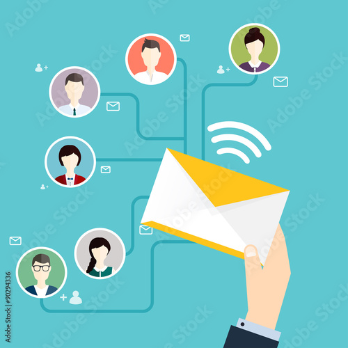 Marceting ñoncept of running email campaign, email advertising,