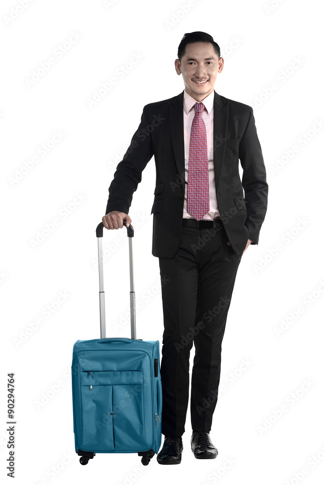 Business man walking with suitcase Business man walking with suitcase