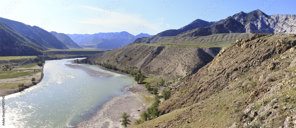 Confluence of mountain rivers Chuya and Katun.