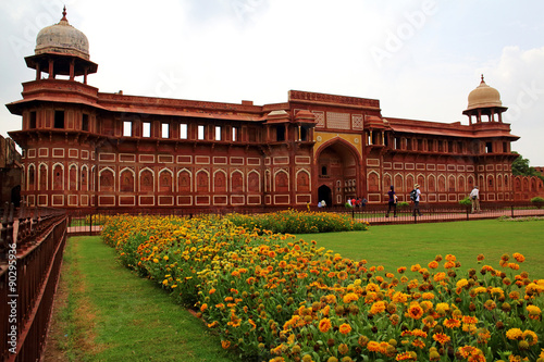 Agra Fort, a Unesco World Heritage site, and one of the biggest tourist highlights. Built by several Mughal emperors from XV to XVI centuries. Uttar Pradesh, India. JULY 18 2015 photo