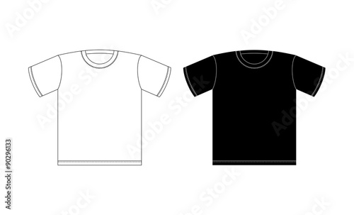 T-shirt black and white on a white background. Clothing pattern