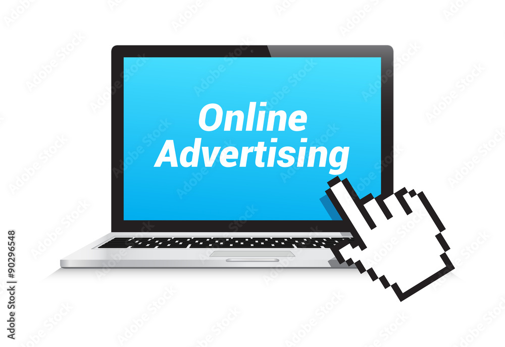 Online Advertising Laptop Hand Pointer Online Advertising Laptop Hand Pointer