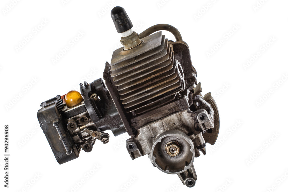 Old gasoline engine, isolated on white background Old gasoline engine, isolated on white background