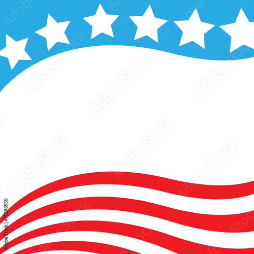 Patriotic background frame border with an abstract USA flag characters and empty space for text.
