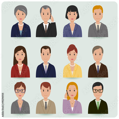 Business men and business women set. Vector illustration