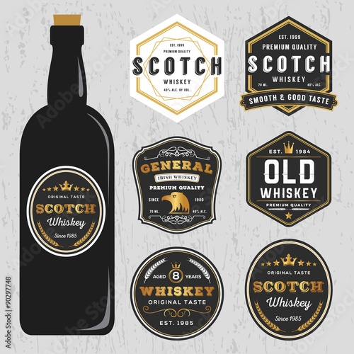 Vintage Premium Whiskey Brands Label Design Template, Resize able and free font used