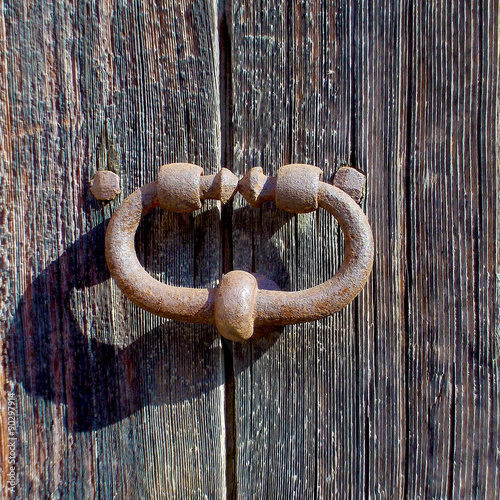 Very Old Handle on a wooden door