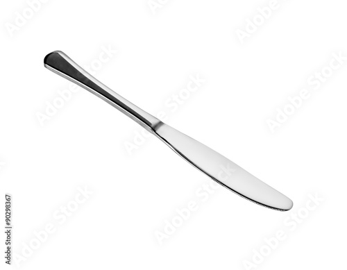 Steel metal table knife isolated over white background