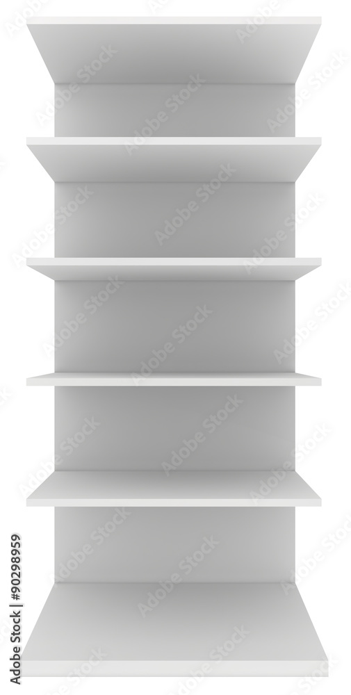 Exhibition stand shelves isolated on white background