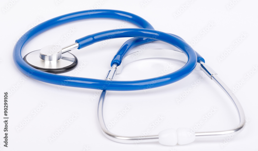 Blue stethoscope close-up on white background Blue stethoscope close-up on white background