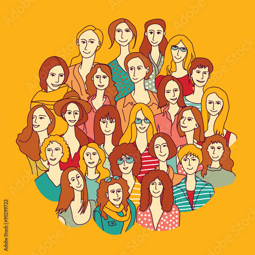 Big group women round color