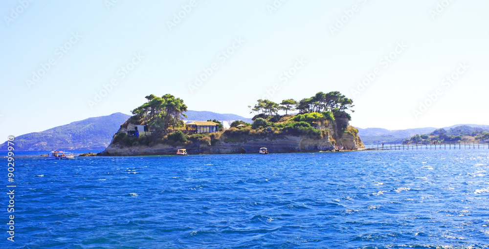  Famous rock Agios Sostis on the island Zakynthos, Greece.