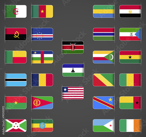 Free Download World flags collection, Africa, part 1. Labeled in layers panel. Flags on the right hand side reflected around vertical axis. - GFXLoad