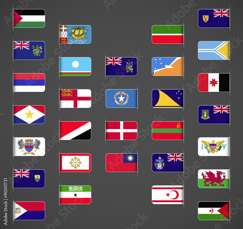 World flags collection, regions, provinces, islands, self proclaimed, non recognized in UN, part 3. Labeled in layers panel. Flags on the right hand side reflected around vertical axis. Free Download World flags collection, regions, provinces, islands, self proclaimed, non recognized in UN, part 3. Labeled in layers panel. Flags on the right hand side reflected around vertical axis. - GFXLoad