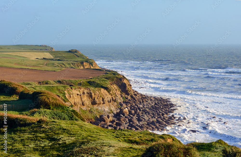 Cliff coast of the English Channel in France.