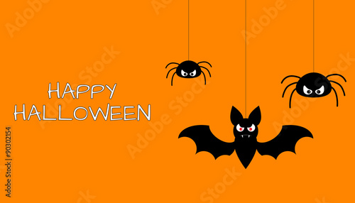 Halloween design template with bat, spiders and place for text