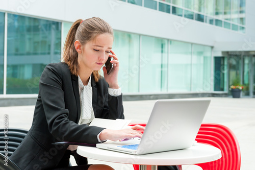 Young business woman working