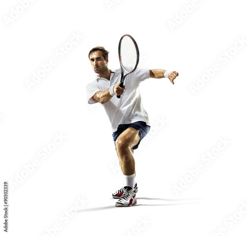 isolated on white young man is playing tennis © 103tnn