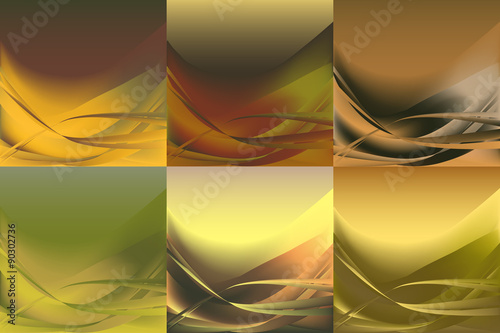 Set of wavy banners horizontal colorful green