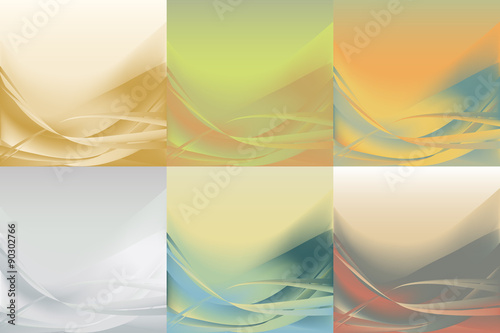 Set of wavy banners horizontal colorful light pastel