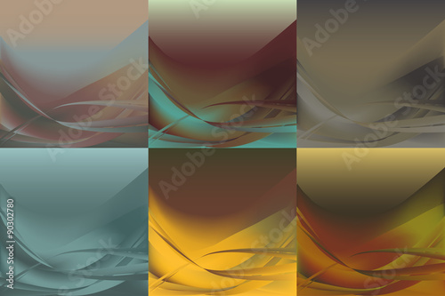 Set of wavy banners horizontal colorful dark
